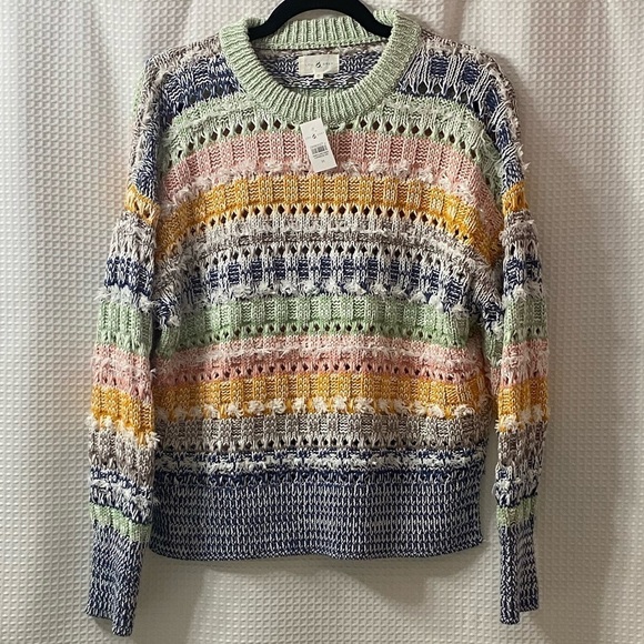 NWT L&G Rainbow Fringestitch Crewneck Sweater - Picture 5 of 9